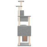Cat Tree with Sisal Scratching Posts Light Grey 168 cm - Top-Down View