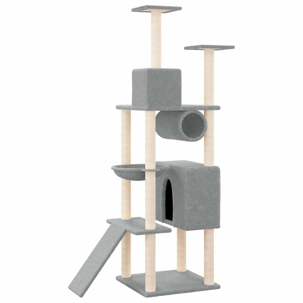 Cat Tree with Sisal Scratching Posts Light Grey 168 cm