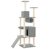 Cat Tree with Sisal Scratching Posts Light Grey 168 cm - 45-Degree Angle