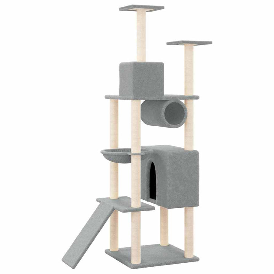 Cat Tree with Sisal Scratching Posts Light Grey 168 cm