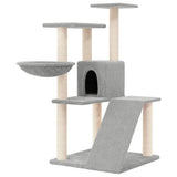 Cat Tree with Sisal Scratching Posts Light Grey 94 cm - Front View
