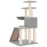 Cat Tree with Sisal Scratching Posts Light Grey 94 cm - 45-Degree Angle