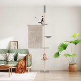 Floor to Ceiling Cat Tree Light Grey 263.5-289.5 cm