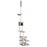 Floor to Ceiling Cat Tree Light Grey 268.5-294.5 cm