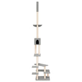 Floor to Ceiling Cat Tree Light Grey 268.5-294.5 cm - Side View