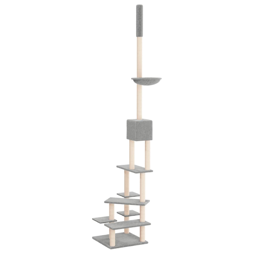 Floor to Ceiling Cat Tree Light Grey 268.5-294.5 cm