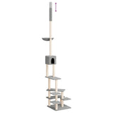 Floor to Ceiling Cat Tree Light Grey 268.5-294.5 cm - Rear View