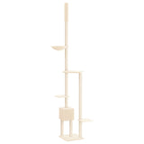 Floor to Ceiling Cat Tree Cream 258.5-284.5 cm - 45-Degree Angle