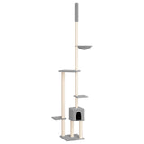 Floor to Ceiling Cat Tree Light Grey 258.5-284.5 cm