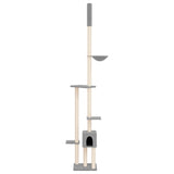 Floor to Ceiling Cat Tree Light Grey 258.5-284.5 cm - Side View