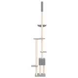 Floor to Ceiling Cat Tree Light Grey 258.5-284.5 cm