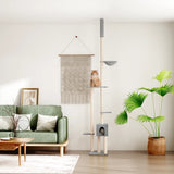 Floor to Ceiling Cat Tree Light Grey 258.5-284.5 cm