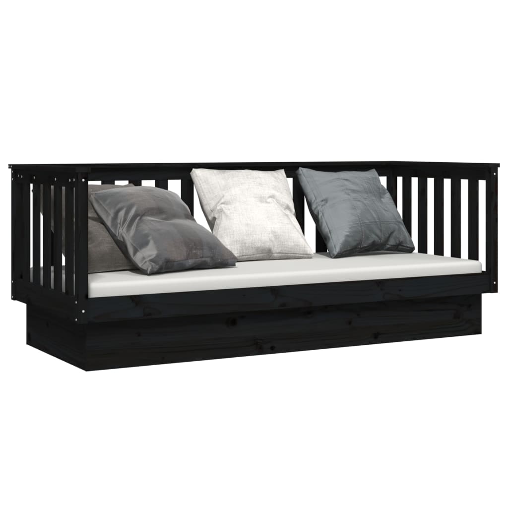 Day Bed without Mattress Black 90x190 cm Solid Wood Pine