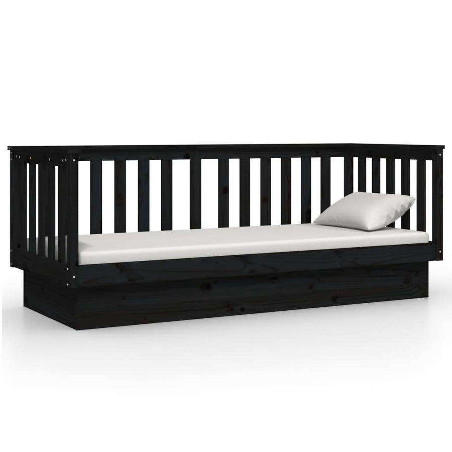 Day Bed without Mattress Black 90x190 cm Solid Wood Pine