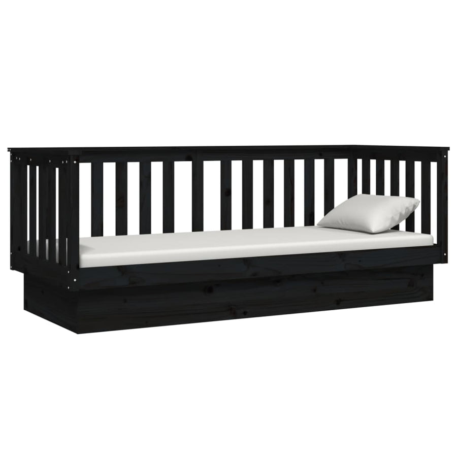 Day Bed without Mattress Black 90x190 cm Solid Wood Pine