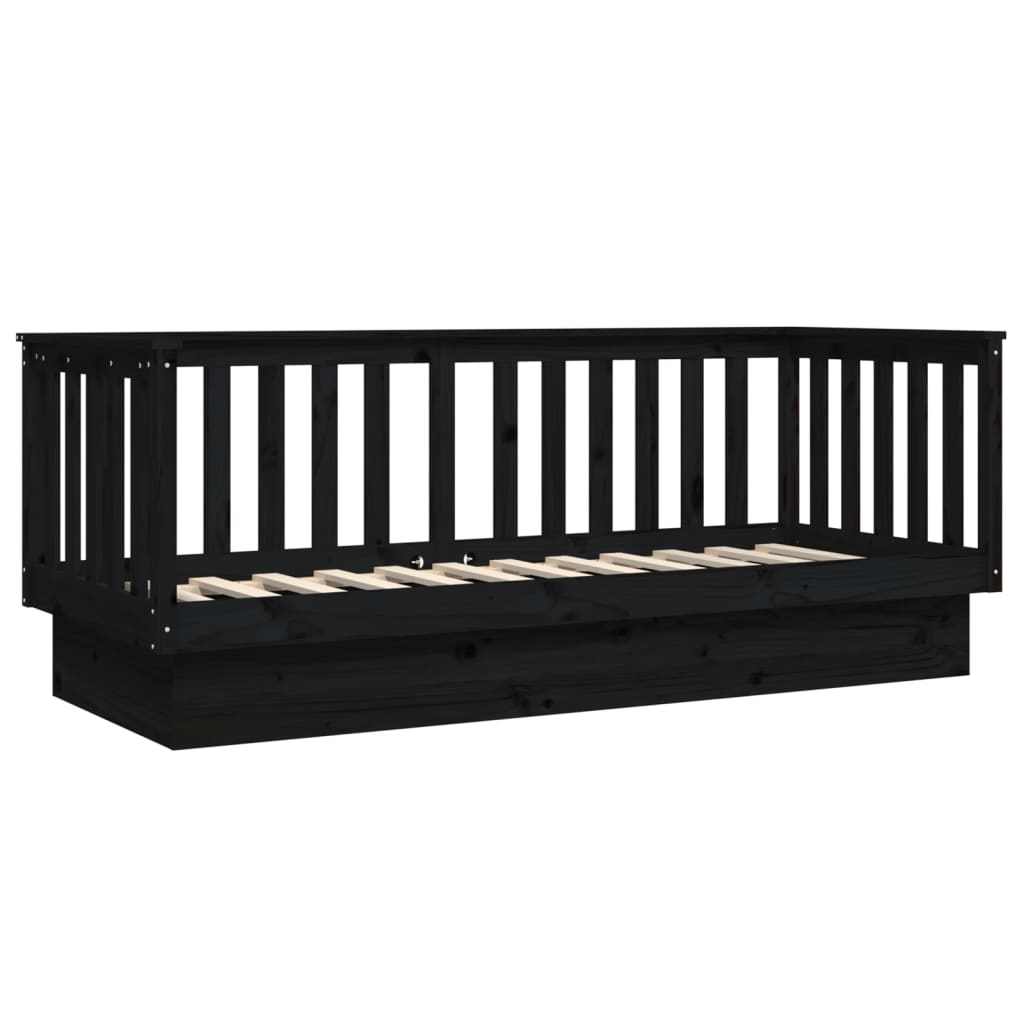 Day Bed without Mattress Black 90x190 cm Solid Wood Pine