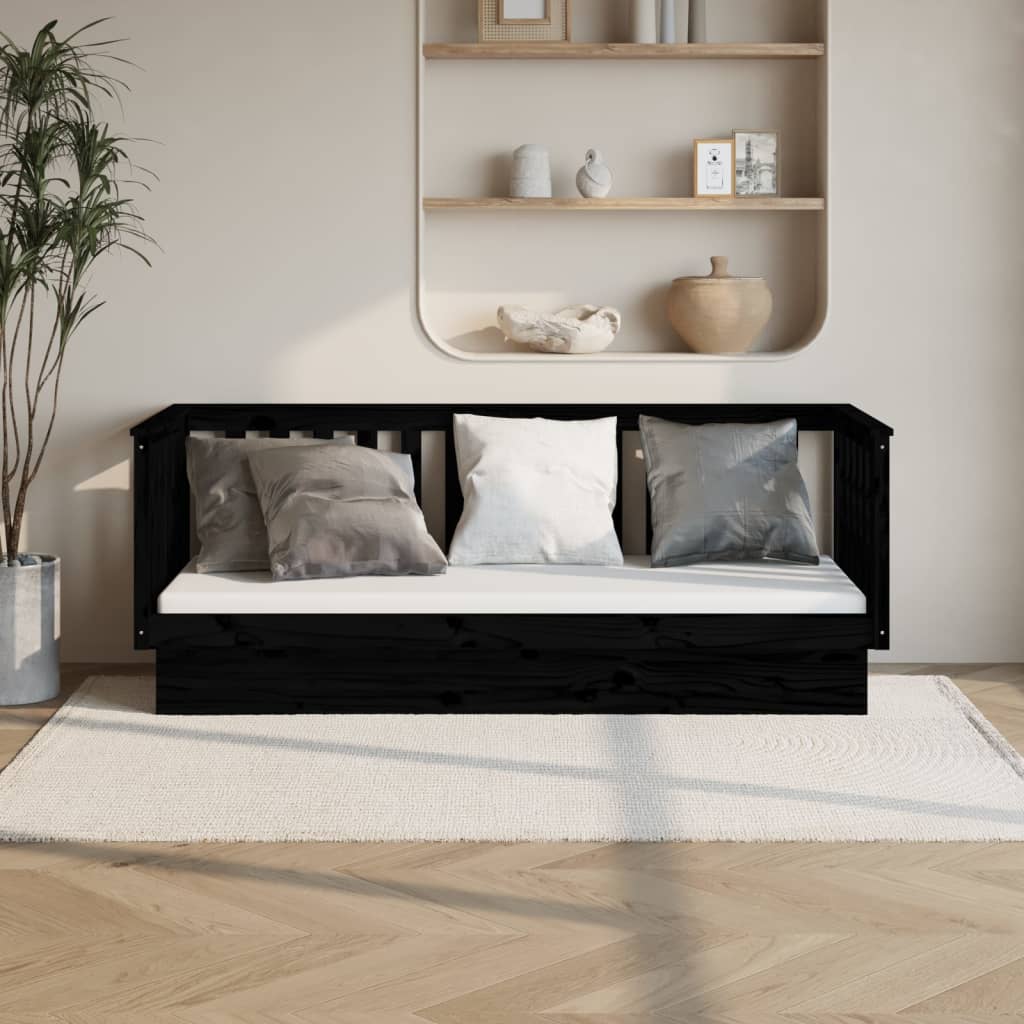 Day Bed without Mattress Black 90x190 cm Solid Wood Pine