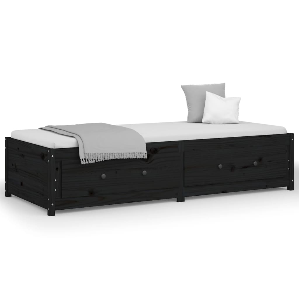 Day Bed without Mattress Black 90x190 cm Solid Wood Pine
