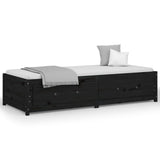 Day Bed without Mattress Black 90x190 cm Solid Wood Pine