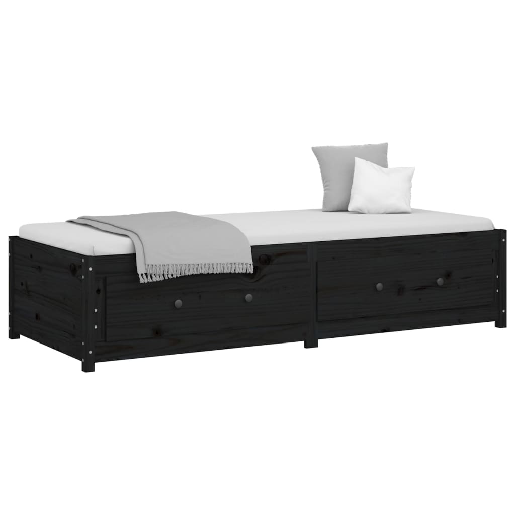 Day Bed without Mattress Black 90x190 cm Solid Wood Pine