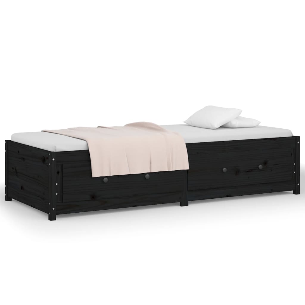 Day Bed without Mattress Black 90x190 cm Solid Wood Pine