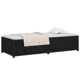 Day Bed without Mattress Black 90x190 cm Solid Wood Pine - Rear View
