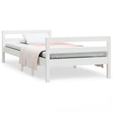 Bed Frame without Mattress White 90x190 cm Solid Wood Pine - Front View