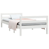 Bed Frame without Mattress White 90x190 cm Solid Wood Pine - Side View