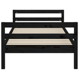 Bed Frame without Mattress Black 90x190 cm Solid Wood Pine - 45-Degree Angle