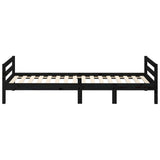 Bed Frame without Mattress Black 90x190 cm Solid Wood Pine - Rear View