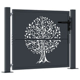 Garden Gate Anthracite 105x80 cm Steel Tree Design - Front View