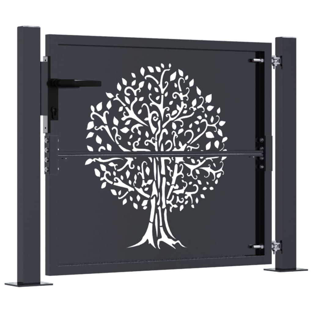 Garden Gate Anthracite 105x80 cm Steel Tree Design