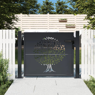 Garden Gate Anthracite 100x75 cm Steel Tree Design