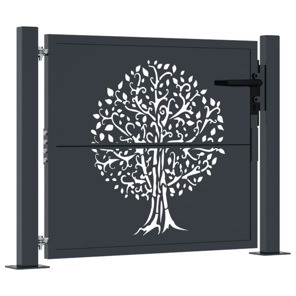 Garden Gate Anthracite 100x100 cm Steel Tree Design