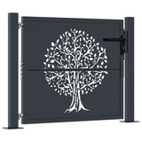 Garden Gate Anthracite 105x105 cm Steel Tree Design - Front View