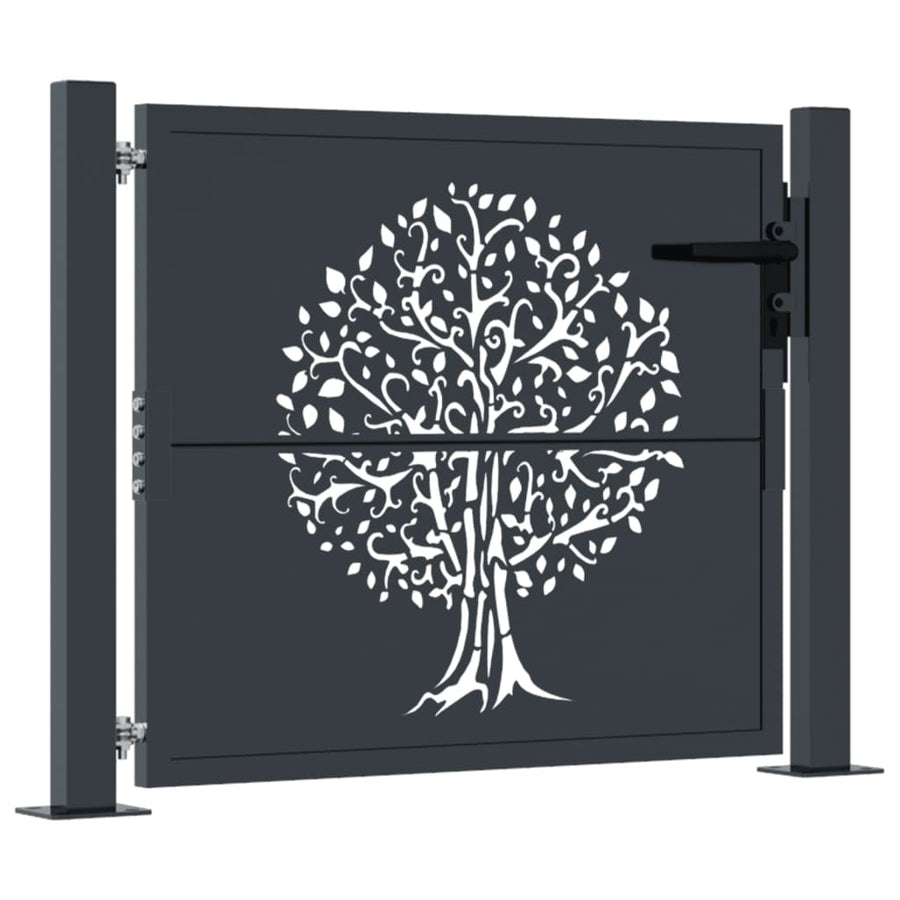Garden Gate Anthracite 100x100 cm Steel Tree Design