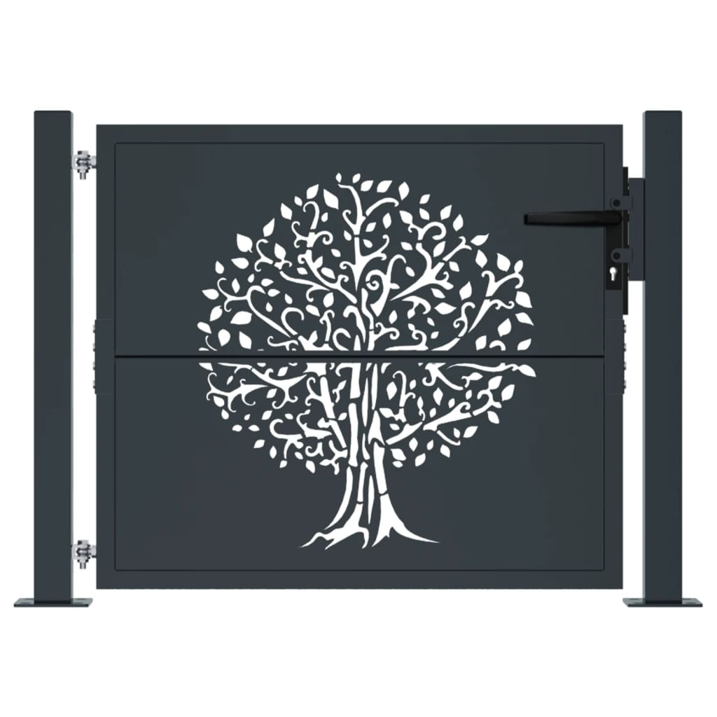 Garden Gate Anthracite 100x100 cm Steel Tree Design