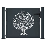 Garden Gate Anthracite 105x105 cm Steel Tree Design - Side View