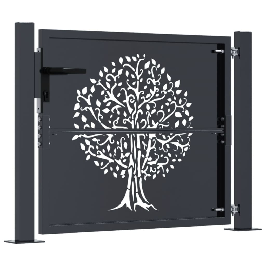 Garden Gate Anthracite 100x100 cm Steel Tree Design