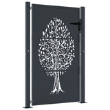 Garden Gate Anthracite 105x130 cm Steel Tree Design - Front View