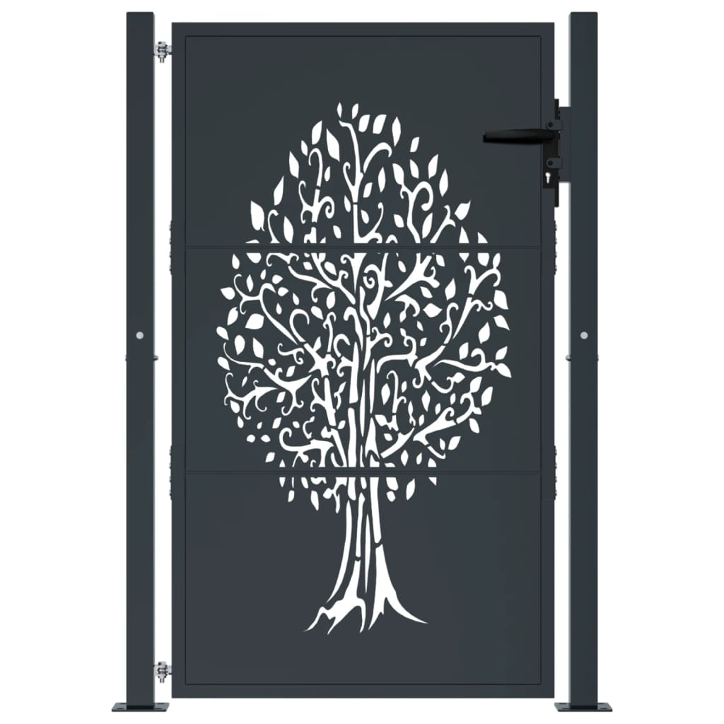 Garden Gate Anthracite 105x130 cm Steel Tree Design