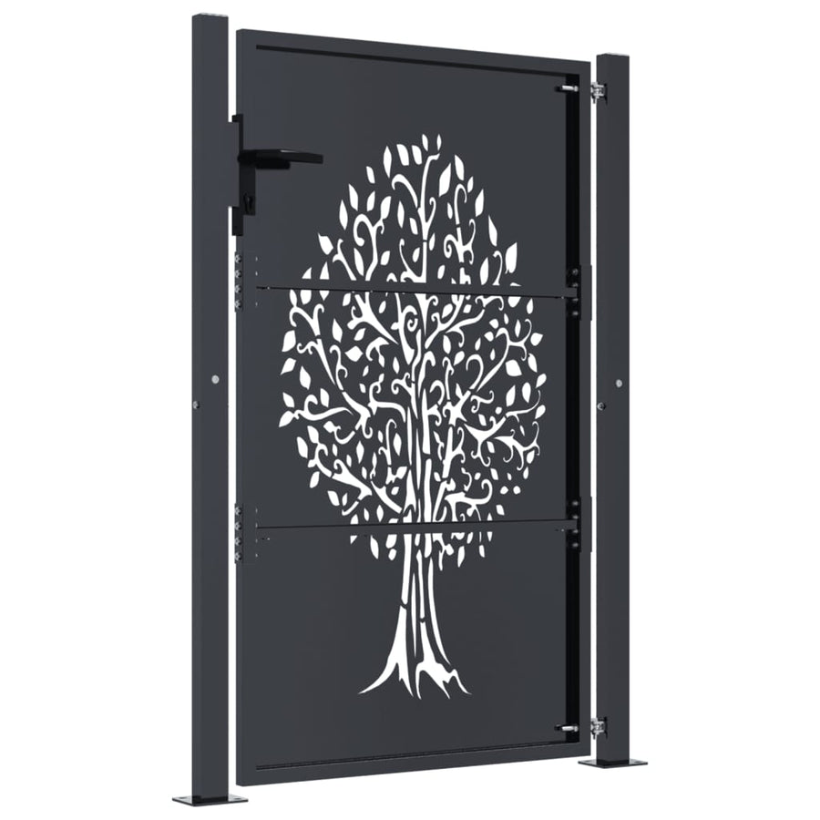 Garden Gate Anthracite 100x125 cm Steel Tree Design