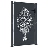 Garden Gate Anthracite 105x155 cm Steel Tree Design - Front View
