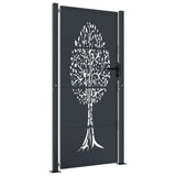 Garden Gate Anthracite 100x175 cm Steel Tree Design