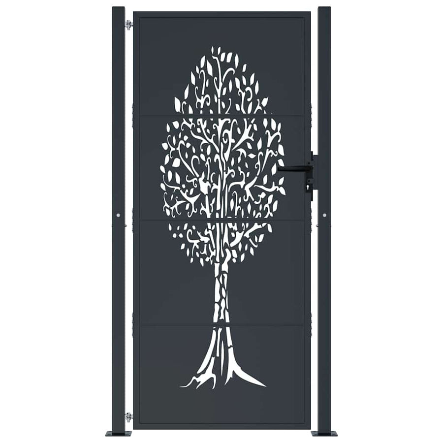 Garden Gate Anthracite 100x175 cm Steel Tree Design