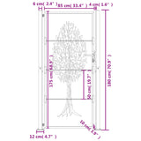 Garden Gate Anthracite 100x175 cm Steel Tree Design