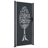 Garden Gate Anthracite 105x205 cm Steel Tree Design - Front View