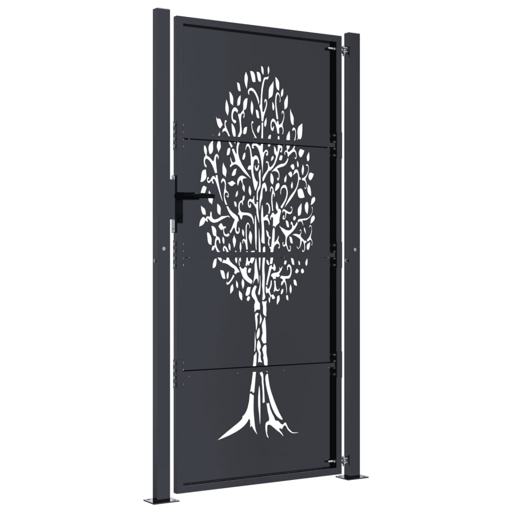 Garden Gate Anthracite 105x205 cm Steel Tree Design