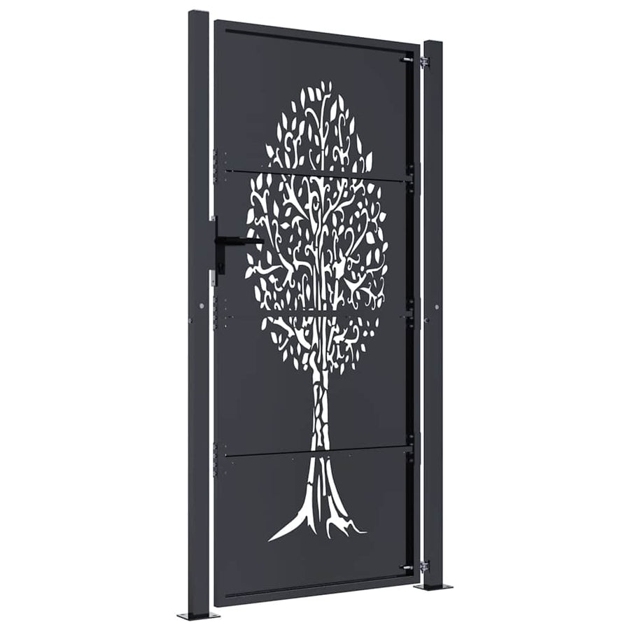 Garden Gate Anthracite 100x200 cm Steel Tree Design