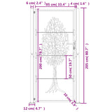 Garden Gate Anthracite 105x205 cm Steel Tree Design - Extra Image